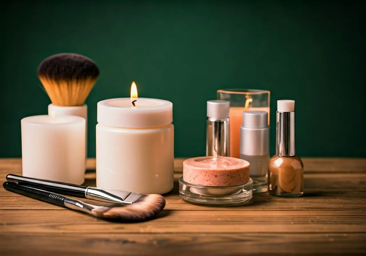 A serene spa setting with facial treatment tools displayed. 35mm stock photo