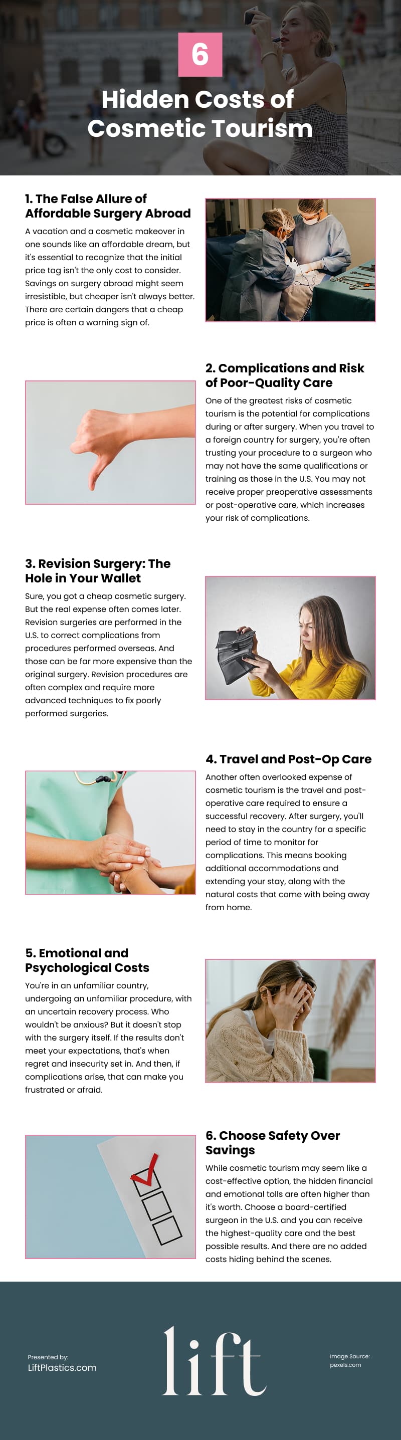 6 Hidden Costs of Cosmetic Tourism Infographic
